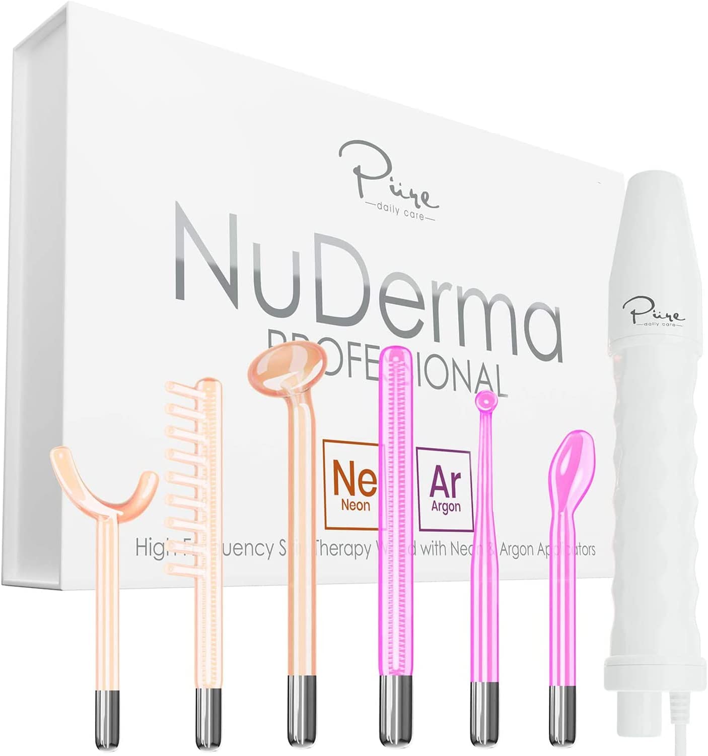 230816052351359_1 NuDerma Professional Skin Therapy Wand - Portable High Frequency Skin Therapy Machine with 6 Neon & Argon Wands – Boost Your Skin – Clear Firm & Tighten - Image 1